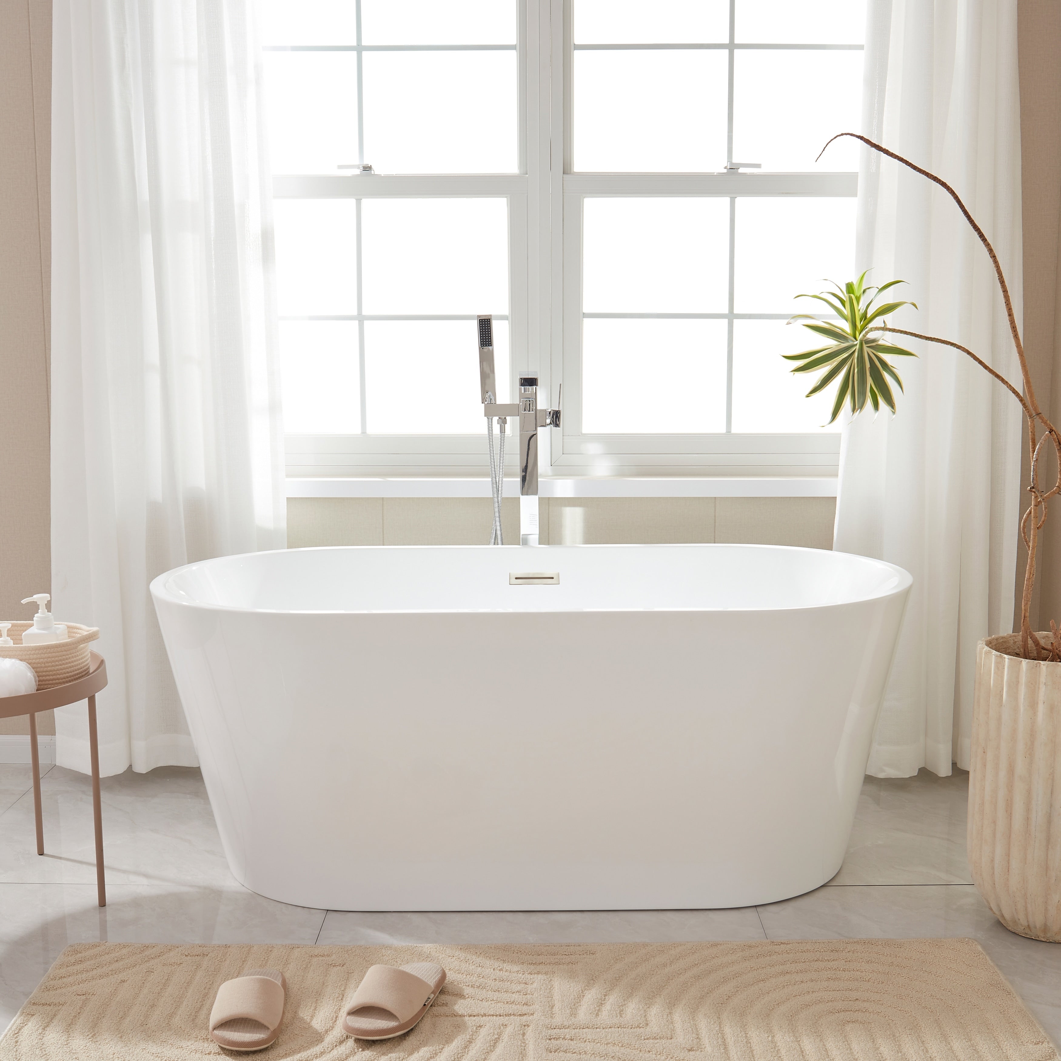 Vanity Art White Acrylic 67.5 Inch Freestanding Soaking Bathtub