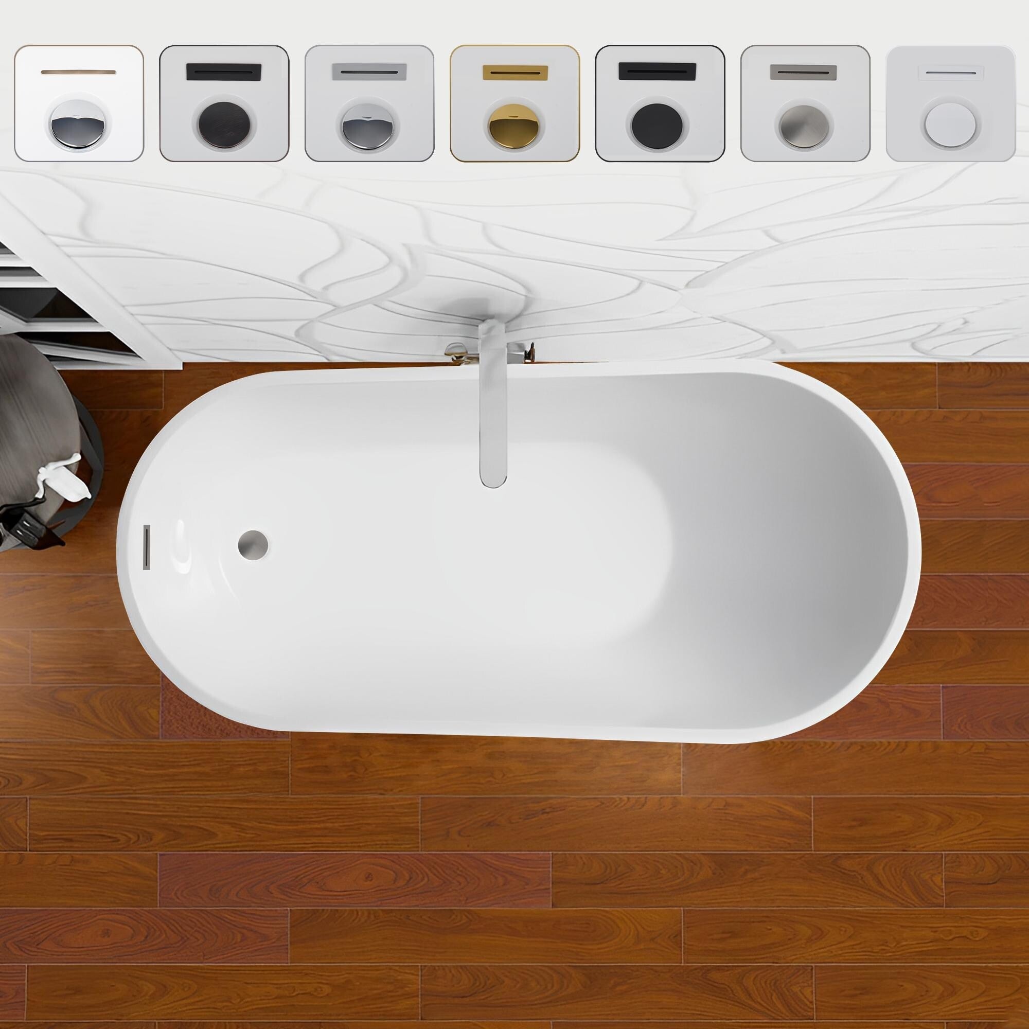 Vanity Art 67 Inch Freestanding Acrylic Soaking Bathtub