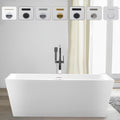 Vanity Art 67 Inch Freestanding White Acrylic Soaking Bathtub