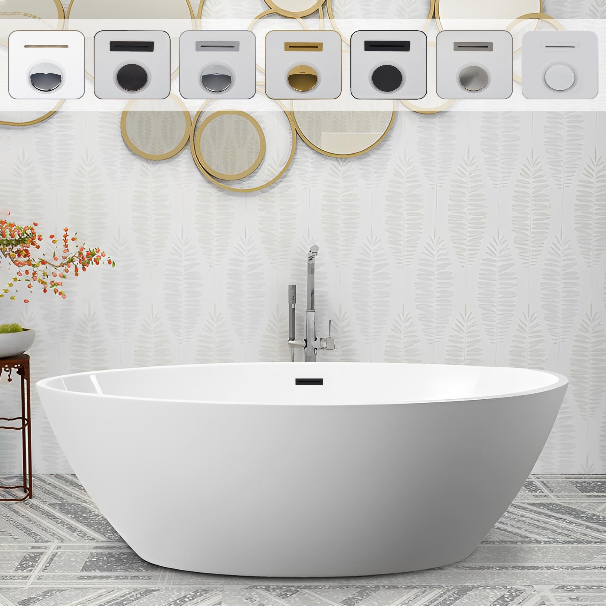 Vanity Art White Acrylic 69 Inch Freestanding Soaking Bathtub
