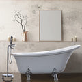 Vanity Art 69 Freestanding White Acrylic Bathtub Modern Stand Alone Soaking Tub With Polished Chrome Pop Up Drain