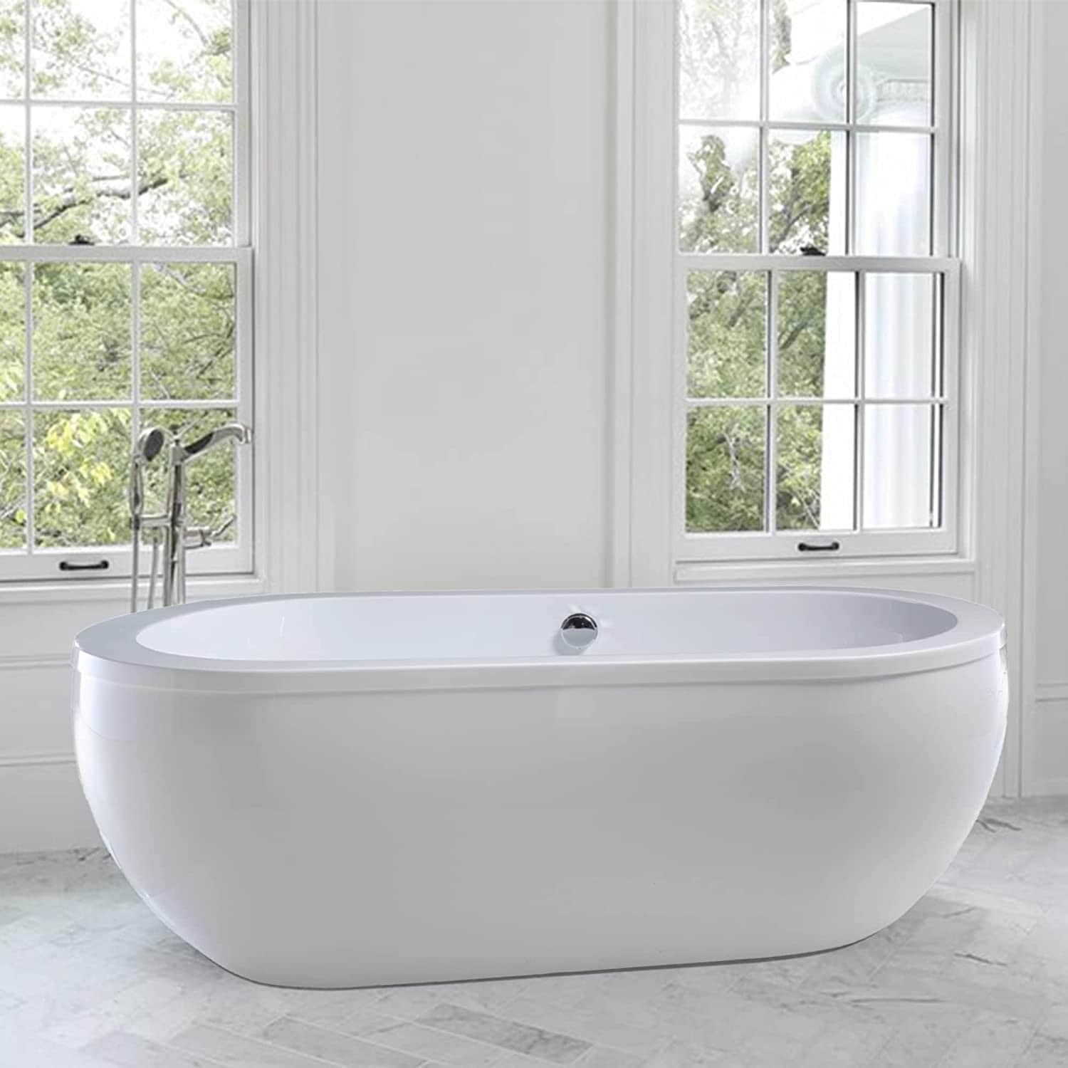 Vanity Art 71 Inch Freestanding Acrylic Soaking Bathtub