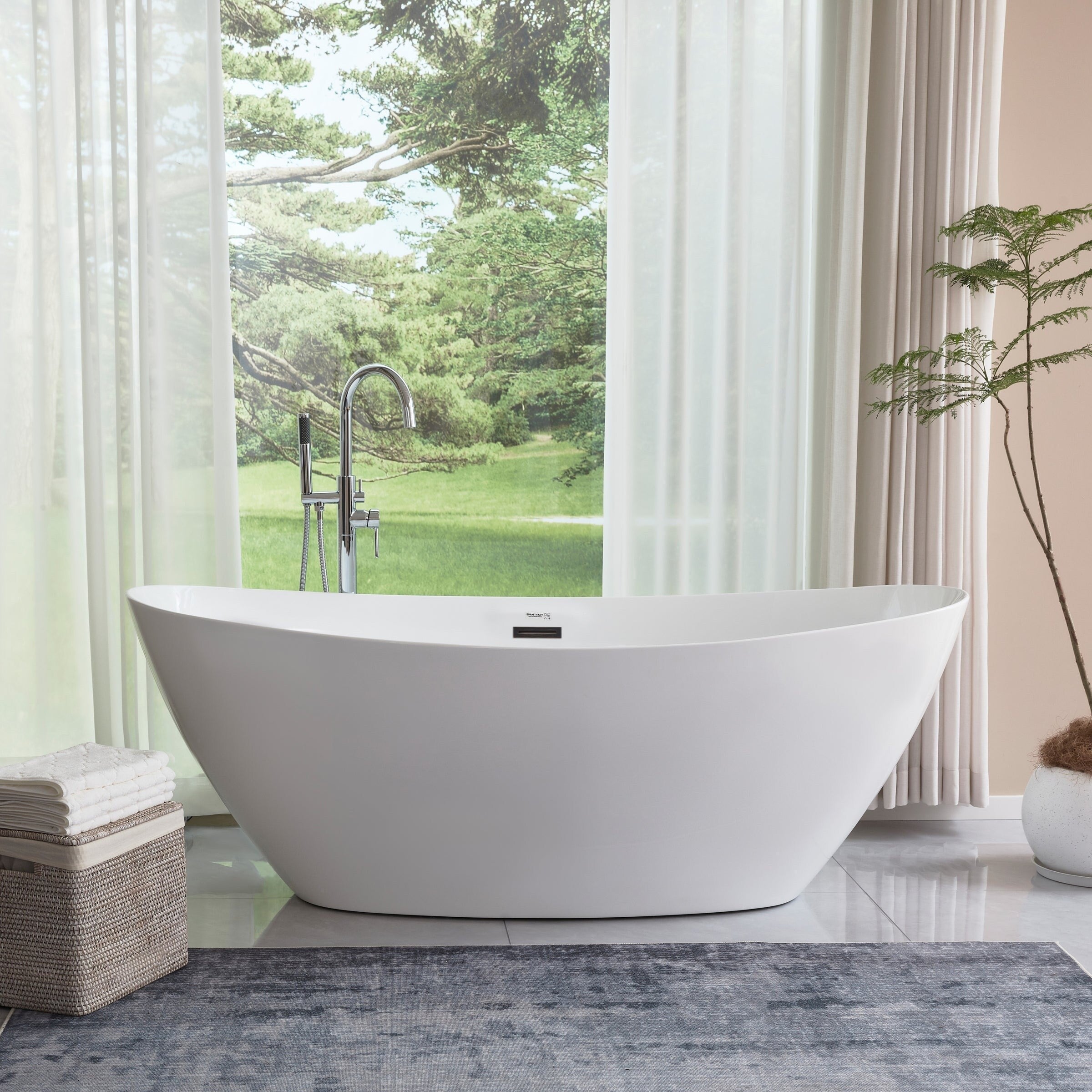 Vanity Art White Acrylic 71 Inch Freestanding Soaking Bathtub
