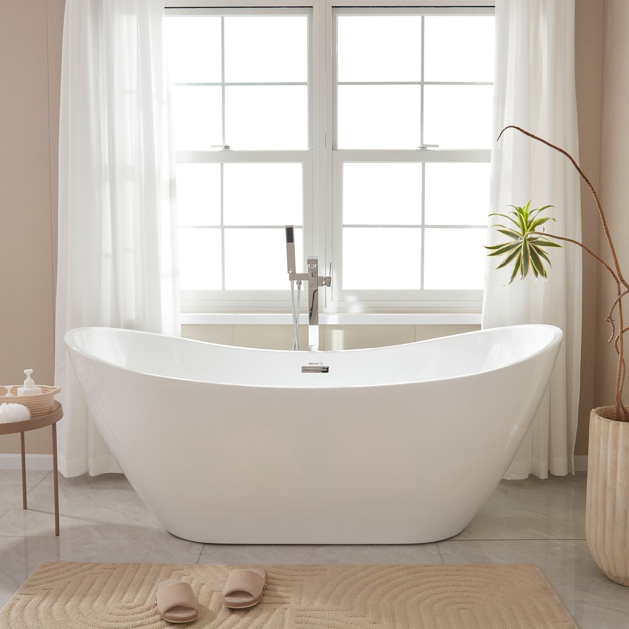 Vanity Art White Acrylic 71 Inch Freestanding Soaking Bathtub