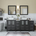 Vanity Art 72 Double Sink Bathroom Vanity Set Ceramic Vessel Sink Solid Wood Storage Cabinet With Quartz Top Free Mirror