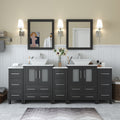 Vanity Art 84 Inch Double Quartz Sink Bathroom Vanity Set 13 Drawers 5 Cabinet 2 Shelves Soft Closing Doors With Free Mirror