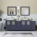 Vanity Art 84 Inch Double Quartz Sink Bathroom Vanity Set 10 Drawers 4 Cabinets 2 Shelves Soft Closing Doors With Free Mirror