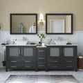 Vanity Art 84 Inch Double Sink Bathroom Vanity Set 7 Drawers 3 Cabinets 2 Shelves Quartz Top With Free Mirror