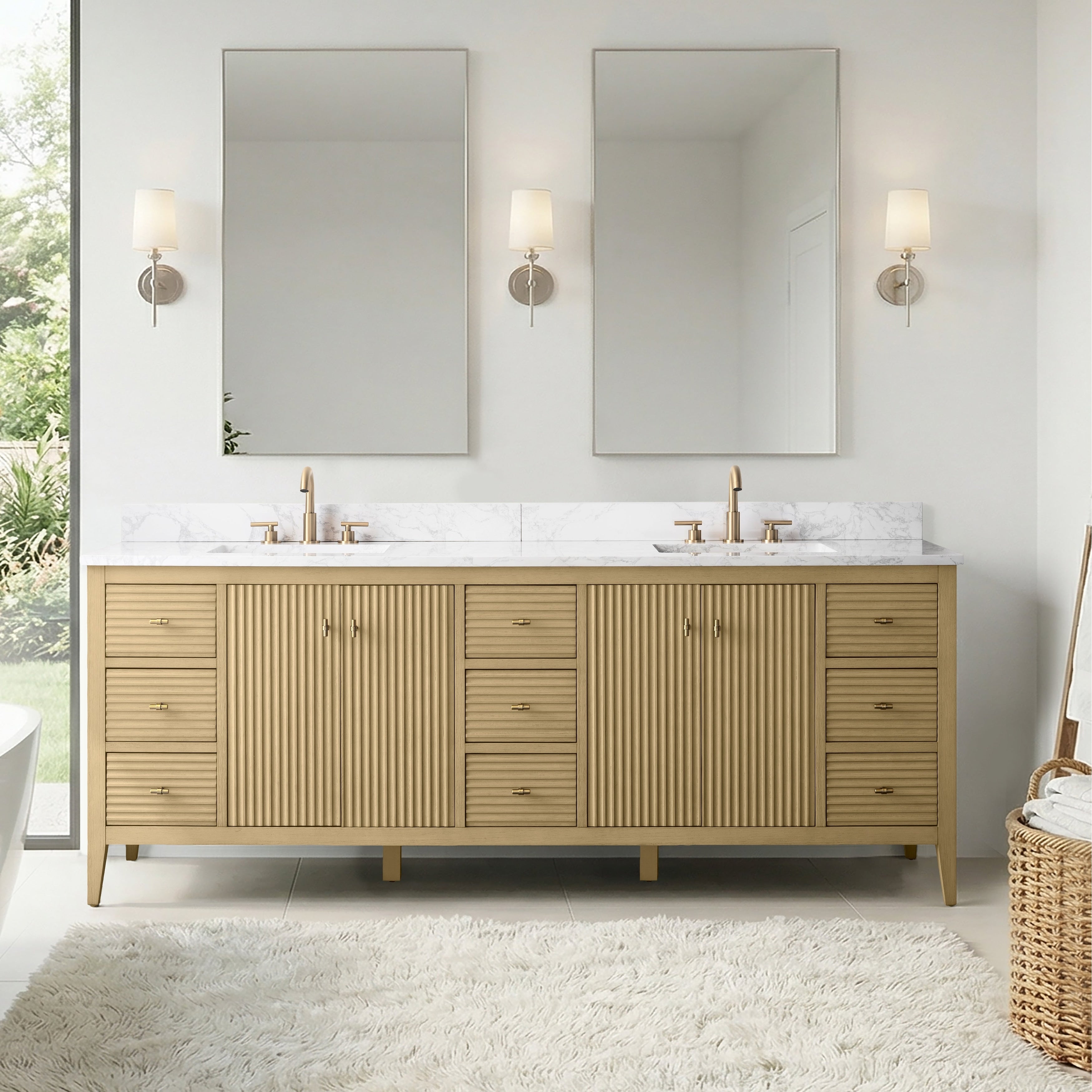 Vanity Art 84 Freestanding Bathroom Vanity With Sink And Engineered Marble Top