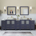 Vanity Art 96 Inch Double Quartz Sink Bathroom Vanity Set 13 Drawers 5 Cabinets 2 Shelves Soft Closing Doors With Free Mirror