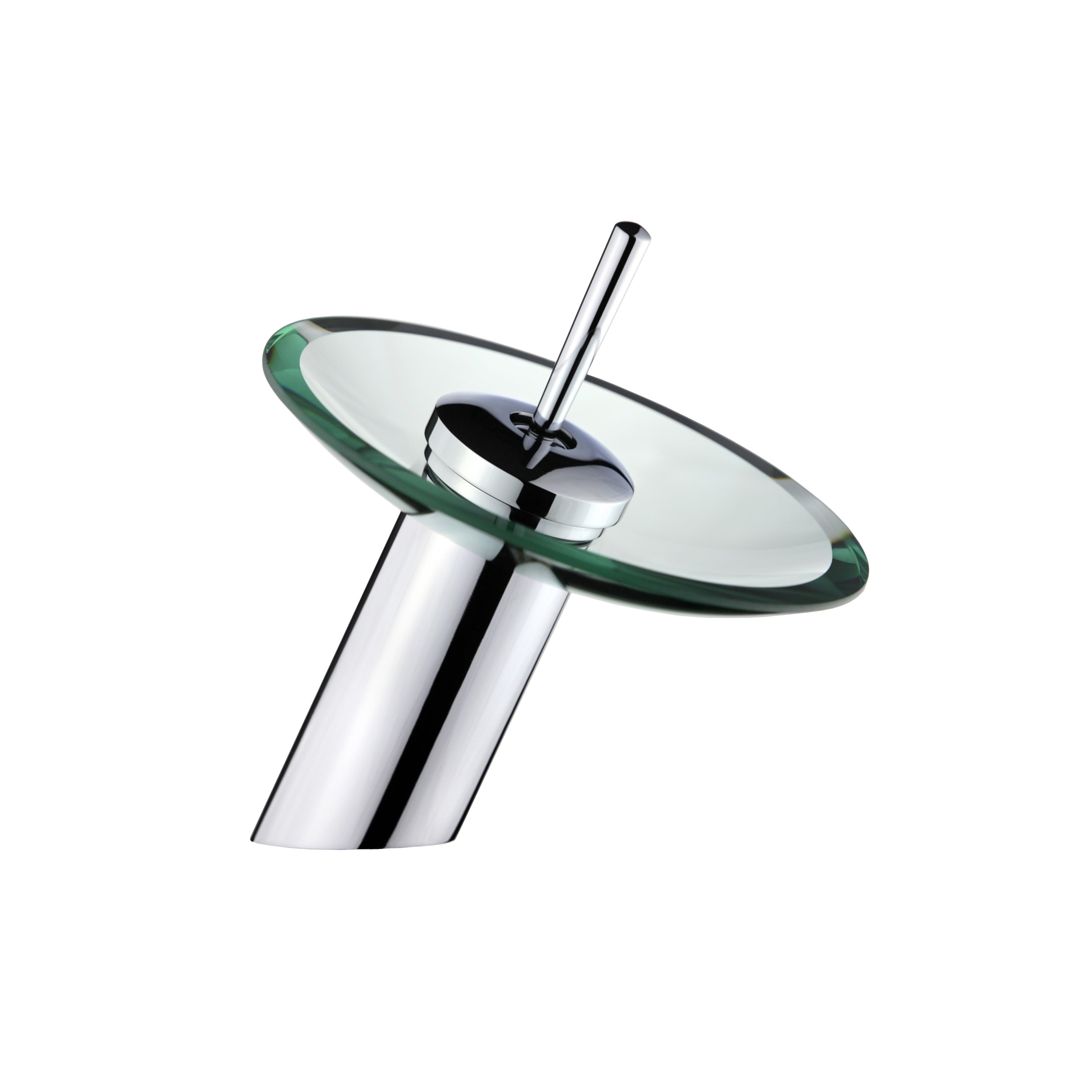 Vanity Art 7 Single Lever Vessel Glass Waterfall Bathroom Faucet With Clear Glass Disk Pop Up Drain Chrome Brushed Nickel
