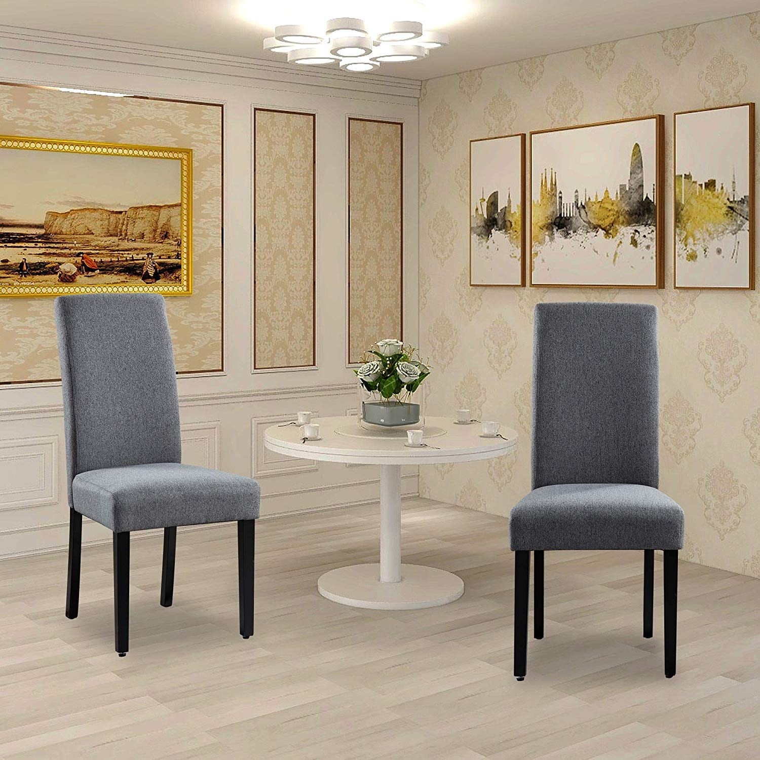 Copper Grove Elorza Grey Upholstered Solid Wood Armless Accent Chairs Set Of 2