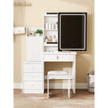 Vanity Desk Set With Sliding Lighted Mirror Makeup Dressing Table