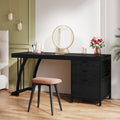 Vanity Desk With 3 Drawers 59 Inch Large Dressing Table With Reversible Drawers Chic Makeup Desk For Women Girls
