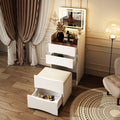 Vanity Desk With Led Lighted Mirror And Stool Makeup Vanity Table With 4 Drawers And Storage Organizer Modern Dressing Table