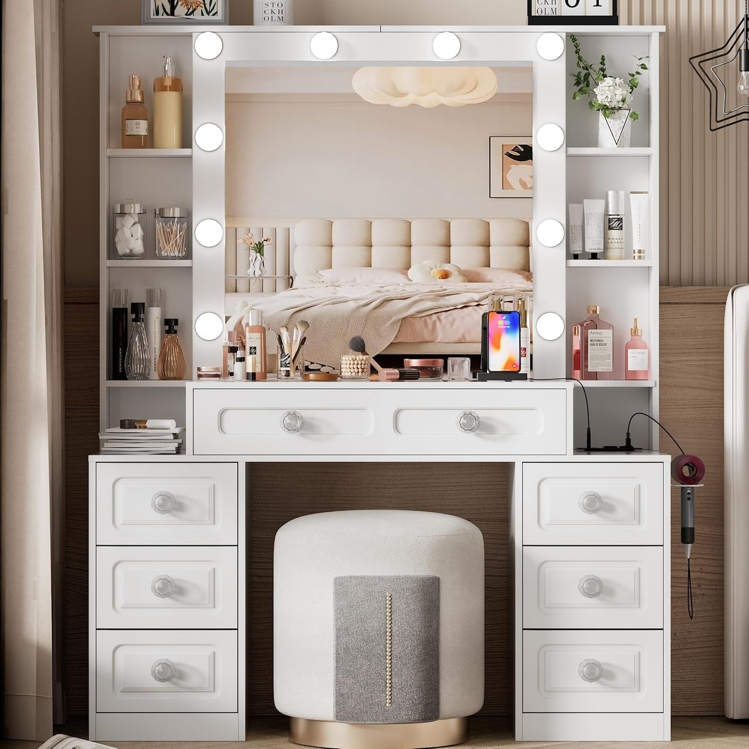 Vanity Desk With With Mirror And Lights Makeup Vanity Table Wwith Lighted Mirror Charging Station
