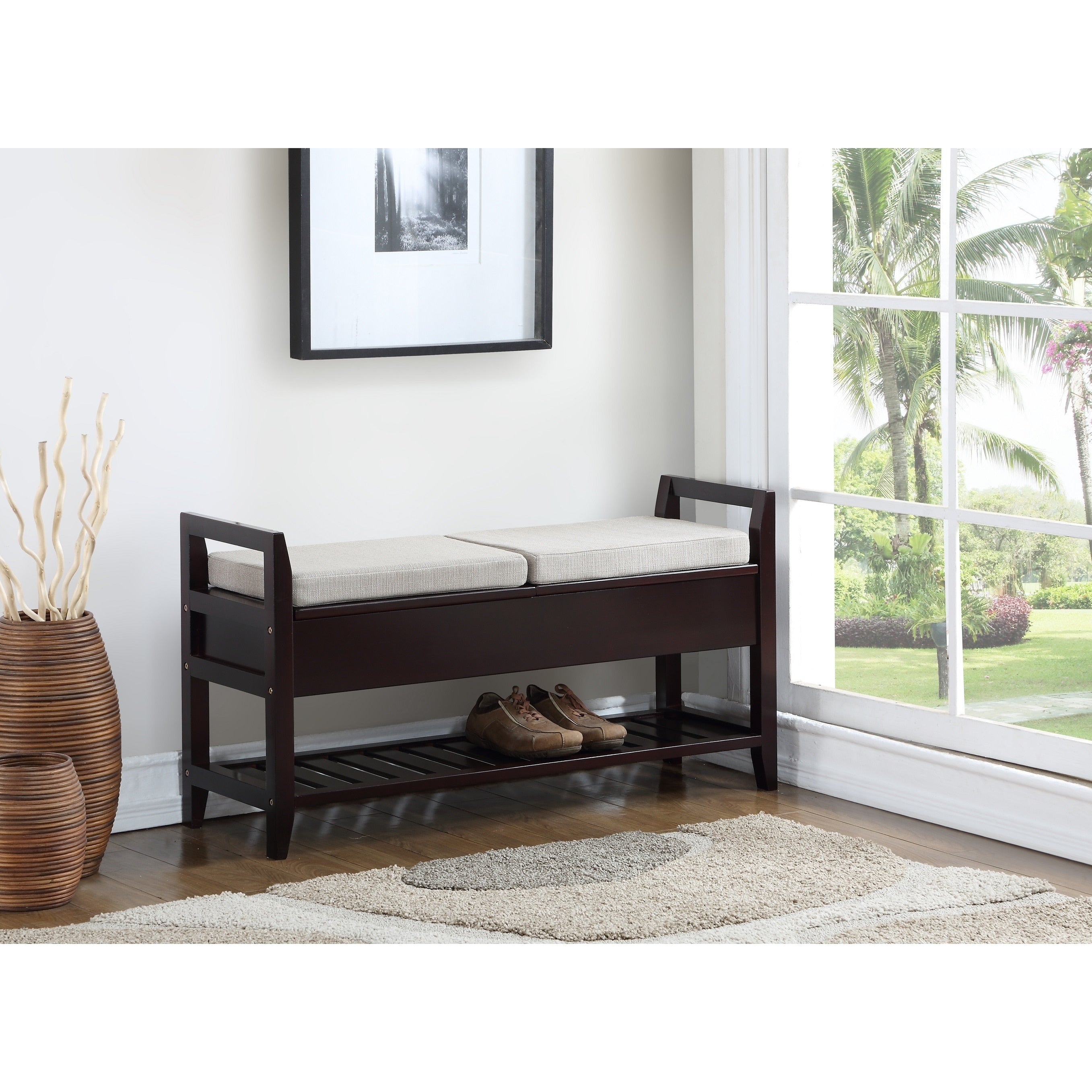 Copper Grove Jessup Espresso Storage Shoe Bench