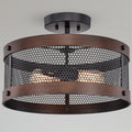 Vannita Matte Black Imitation Wood Grain 2 Light Semi Flush Mount