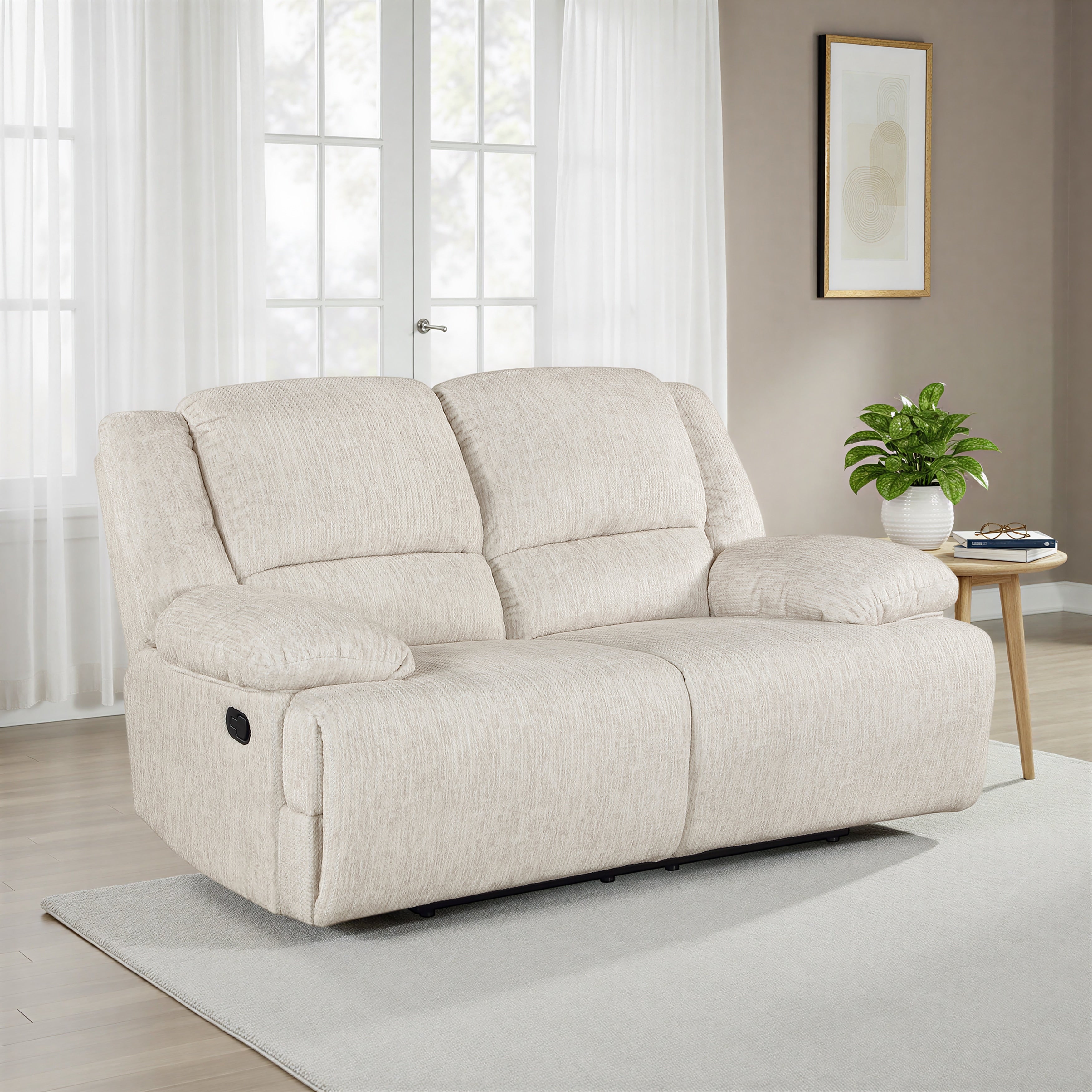 Vanta 69 Microfiber Wall Hugger Manual Double Reclining Loveseat