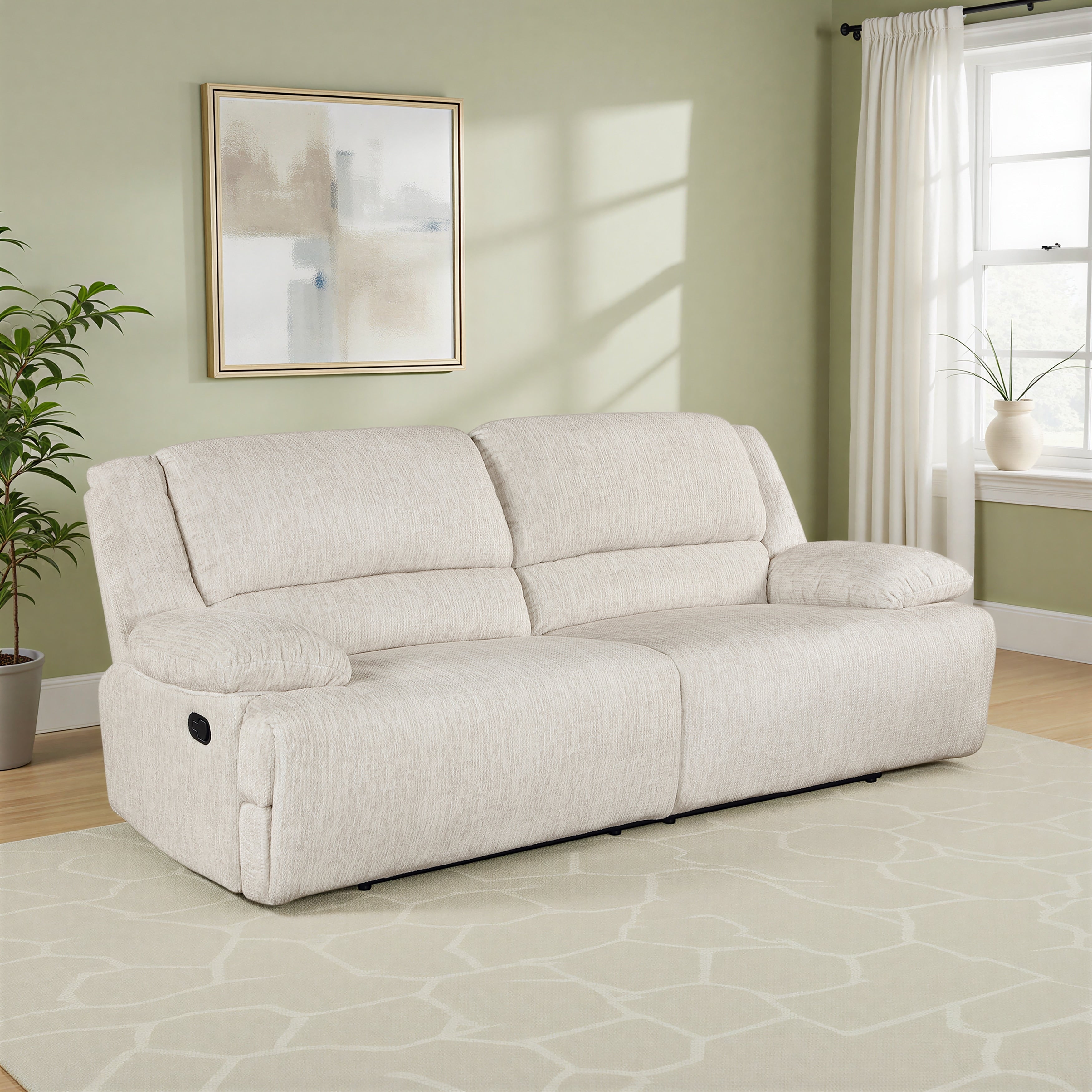 Vanta 93 Microfiber Wall Hugger Manual Double Reclining Sofa