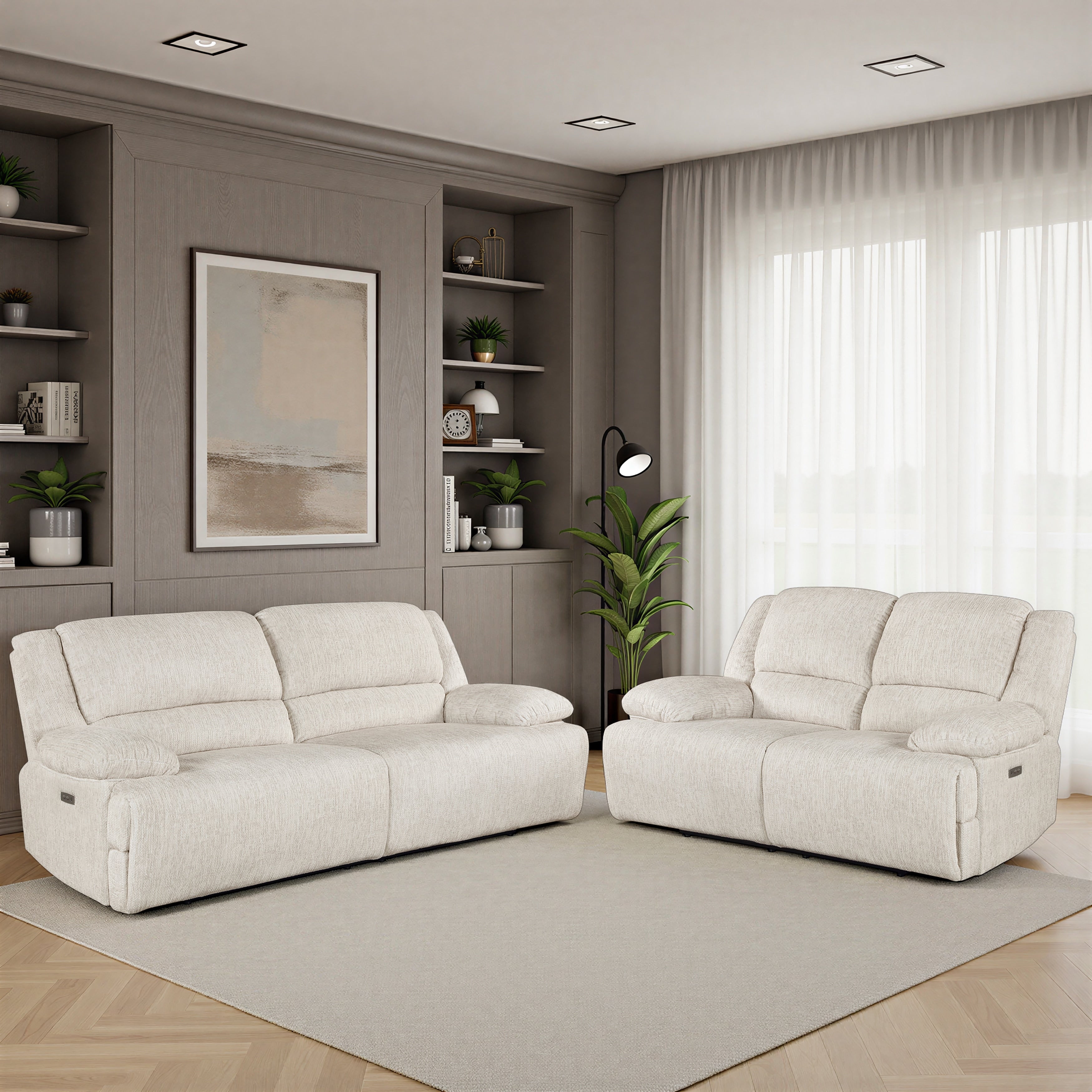 Vanta Microfiber 2 Piece Power Double Reclining Living Room Sofa Sets