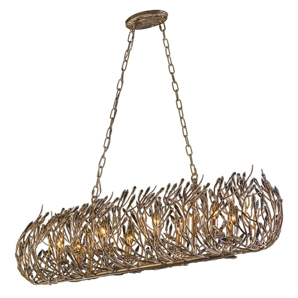 Varaluz Bask 8 Light Gold Dust Linear Pendant With Crystal