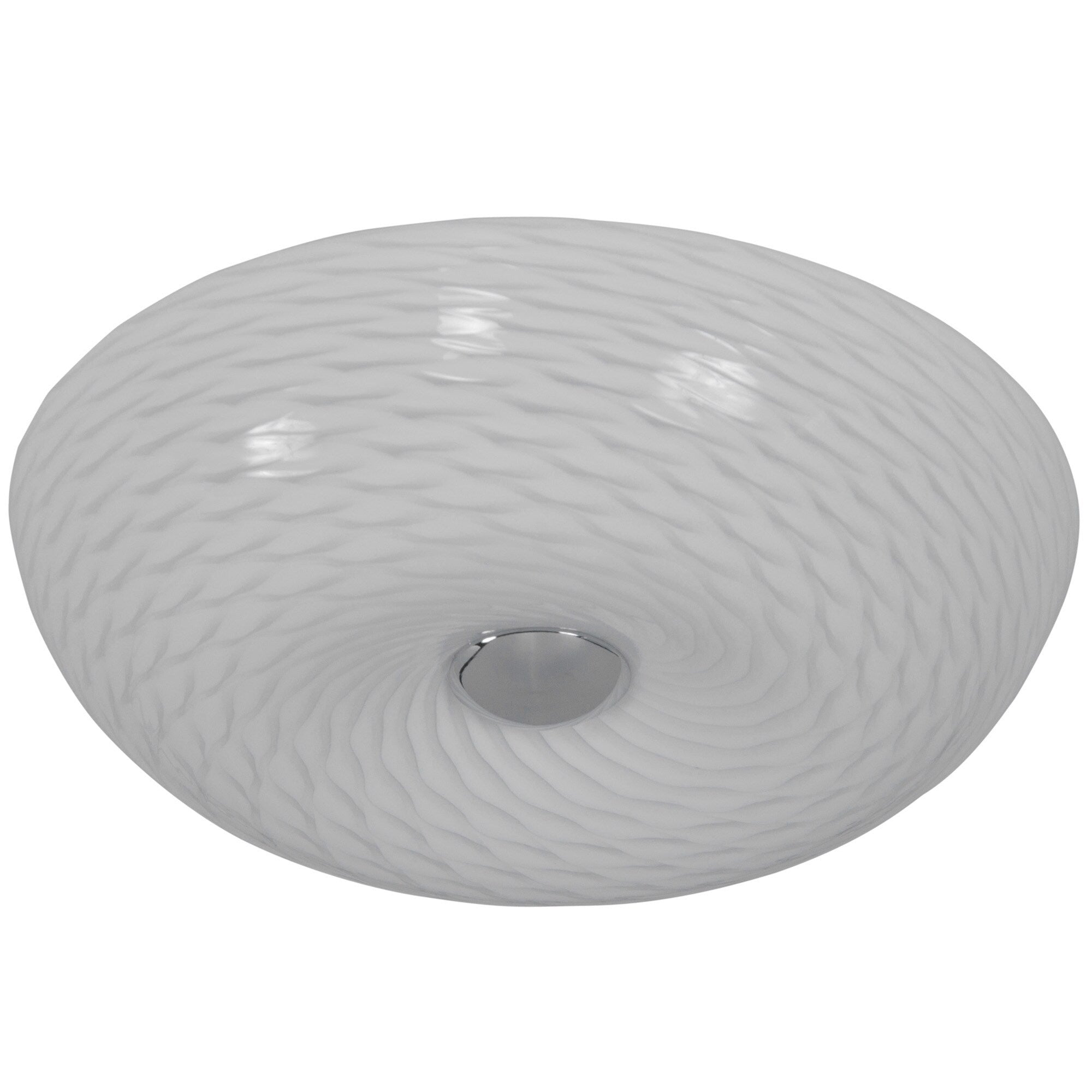 Varaluz Swirled 2 Light Small Chrome Flush With French Feather Glass