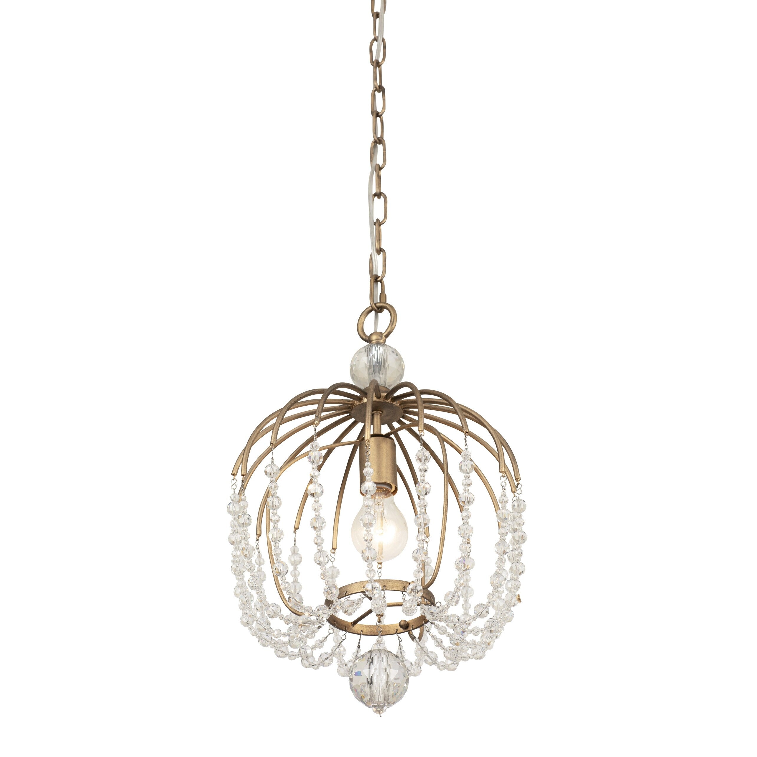 Varaluz Voliere 1 Light Havana Gold Crystal Pendant