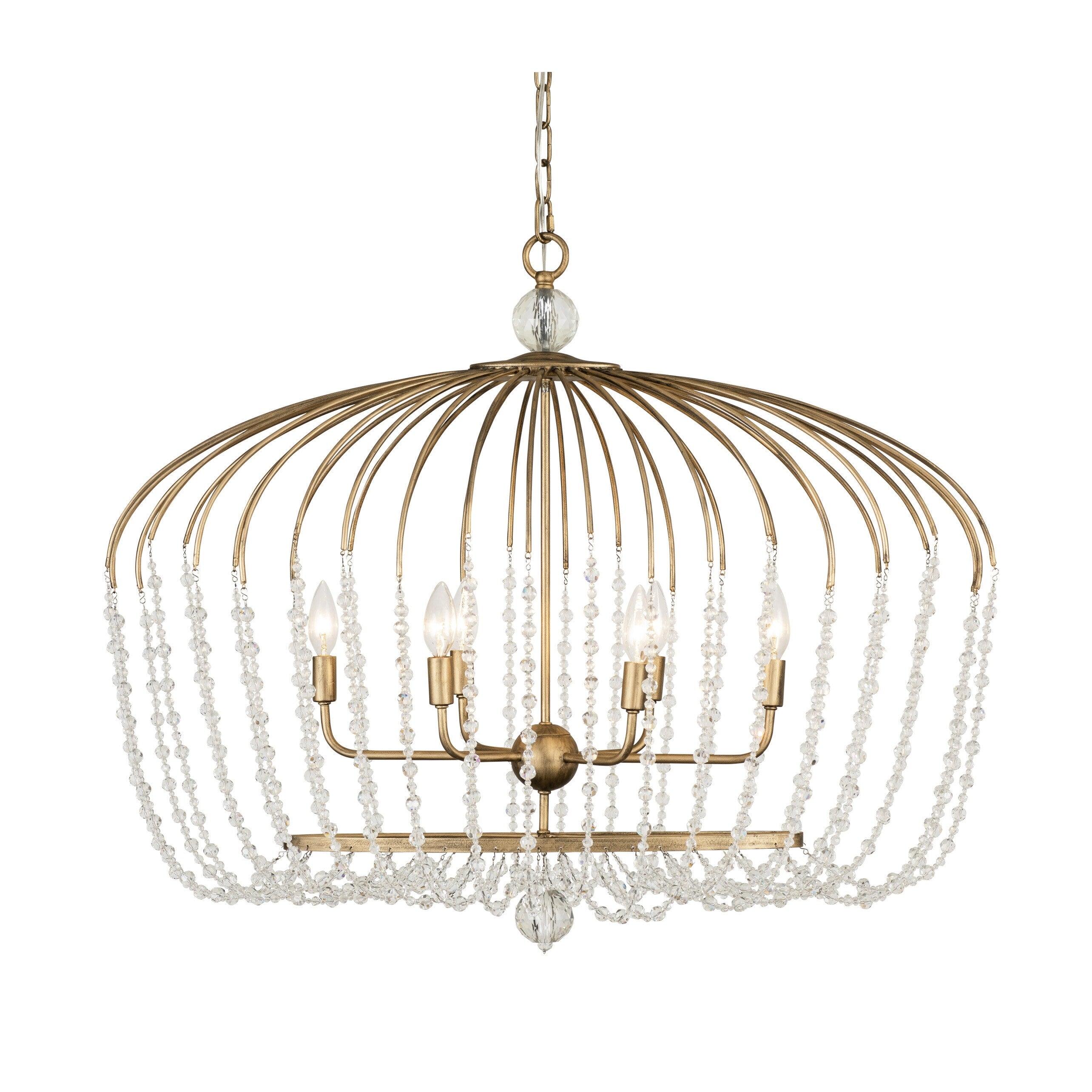 Varaluz Voliere 6 Light Havana Gold Crystal Oval Pendant