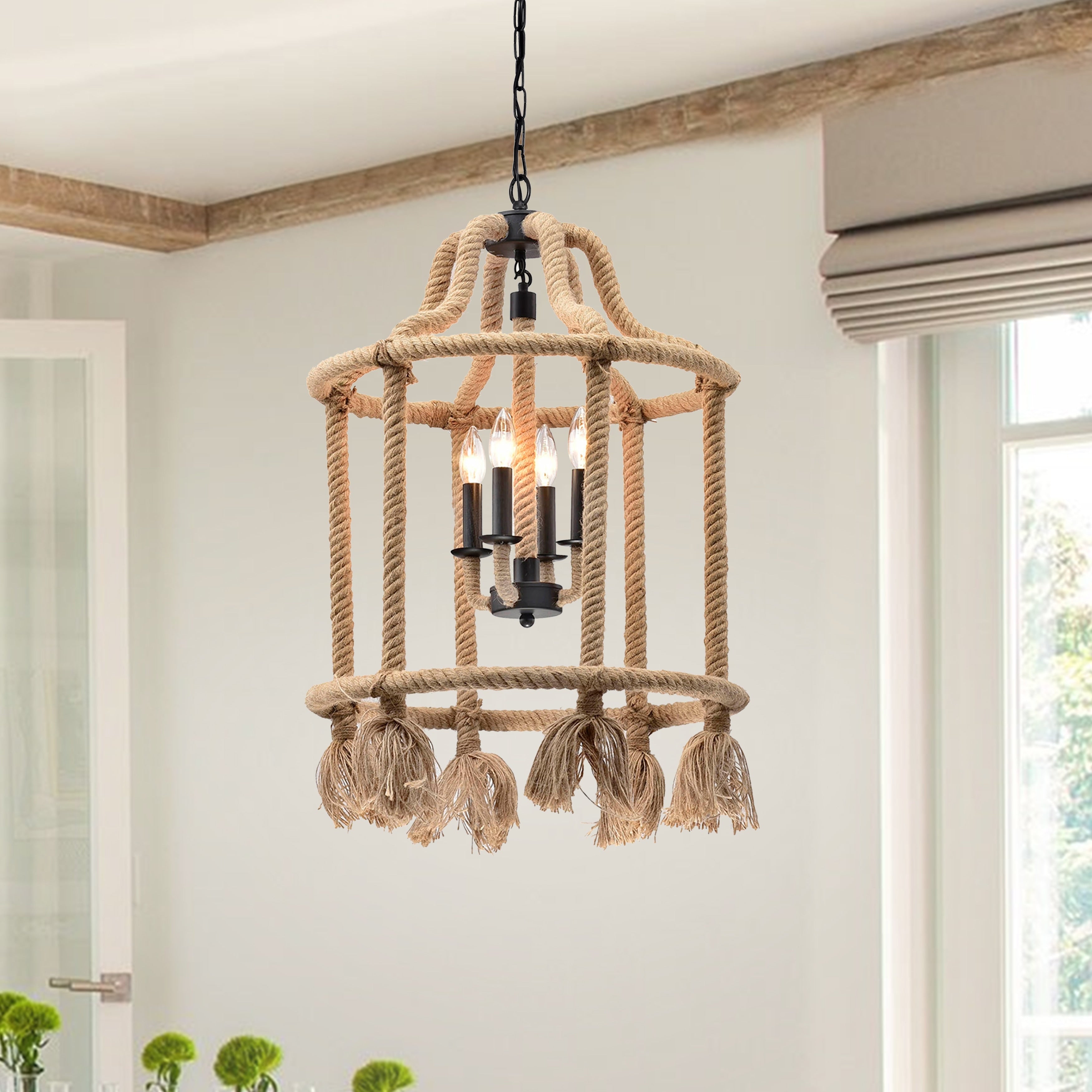 Vasna 4 Light Lantern Cylinder Chandelier