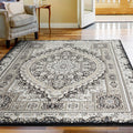 Vaso Collection Black Cream Area Rug