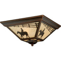 Vaxcel Lighting T0109 Trail 3 Light Flush Mount Outdoor Ceiling Fixture With Cream Ranch Portrait Glass Shade 14 Wide
