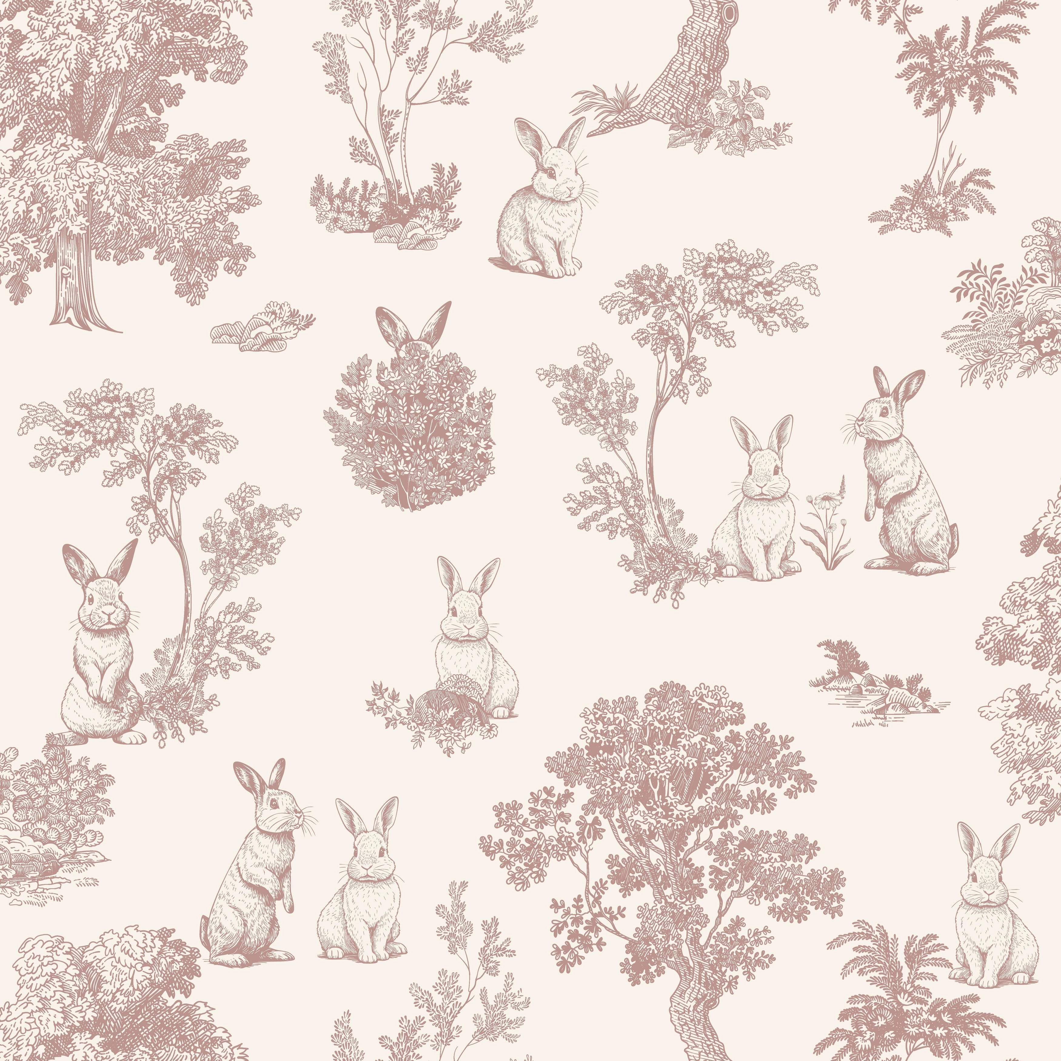 Veer Decor Cottontails Bunny Toile Wallpaper