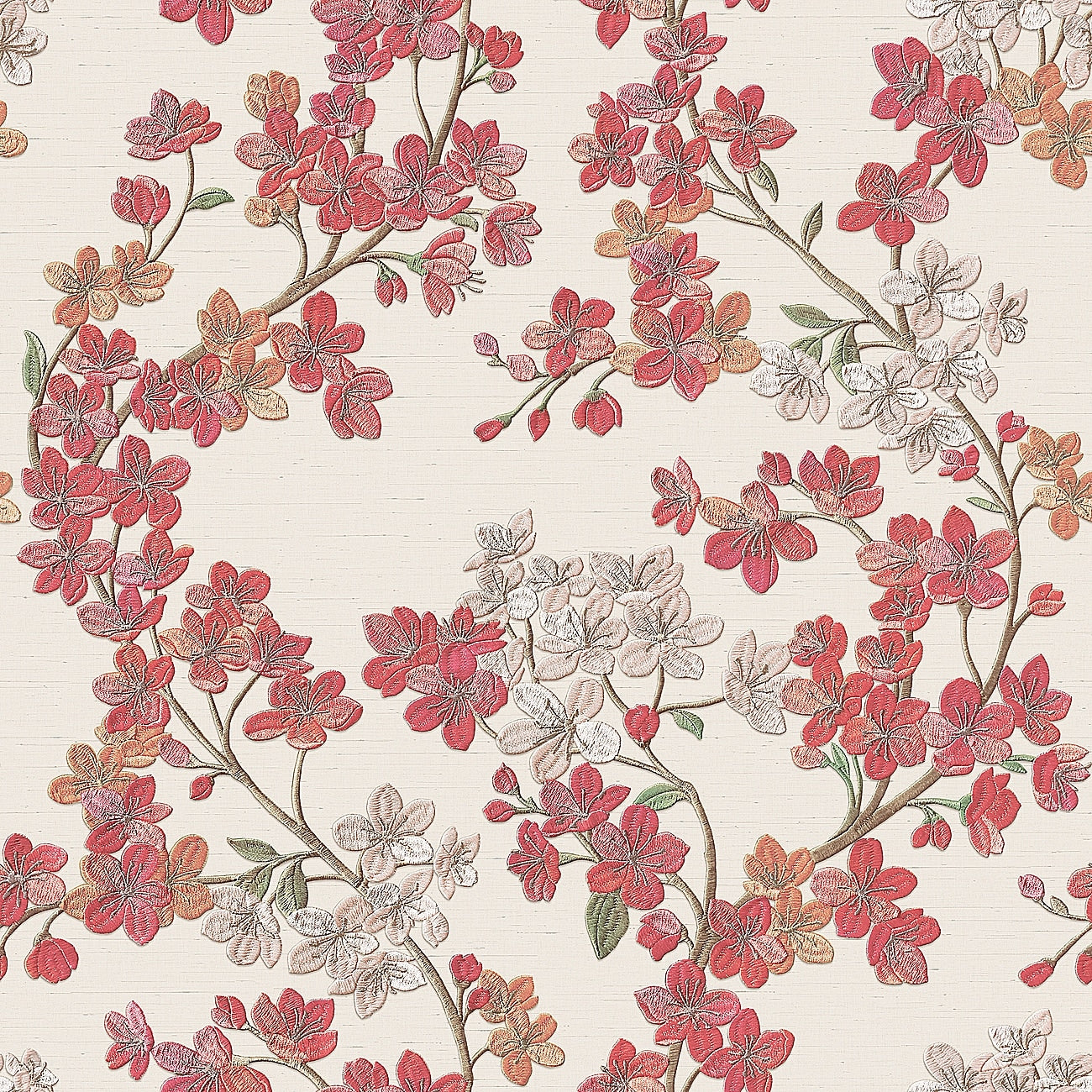 Veer Decor Embroidened Cherry Bloom Wallpaper