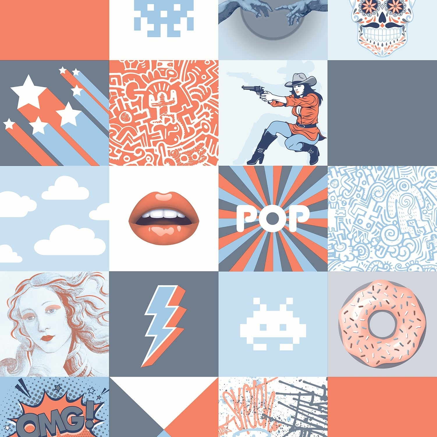 Veer Decor Pop Art Patchwork Wallpaper