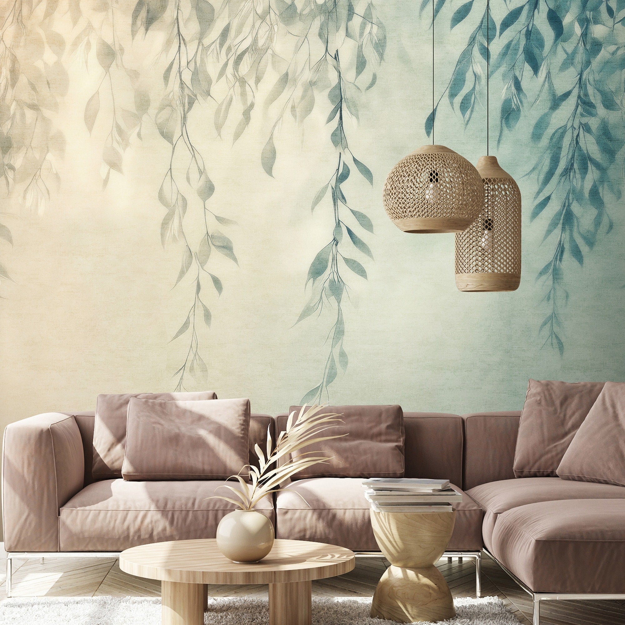 Veer Decor Silent Leaves Teal Wall Mural