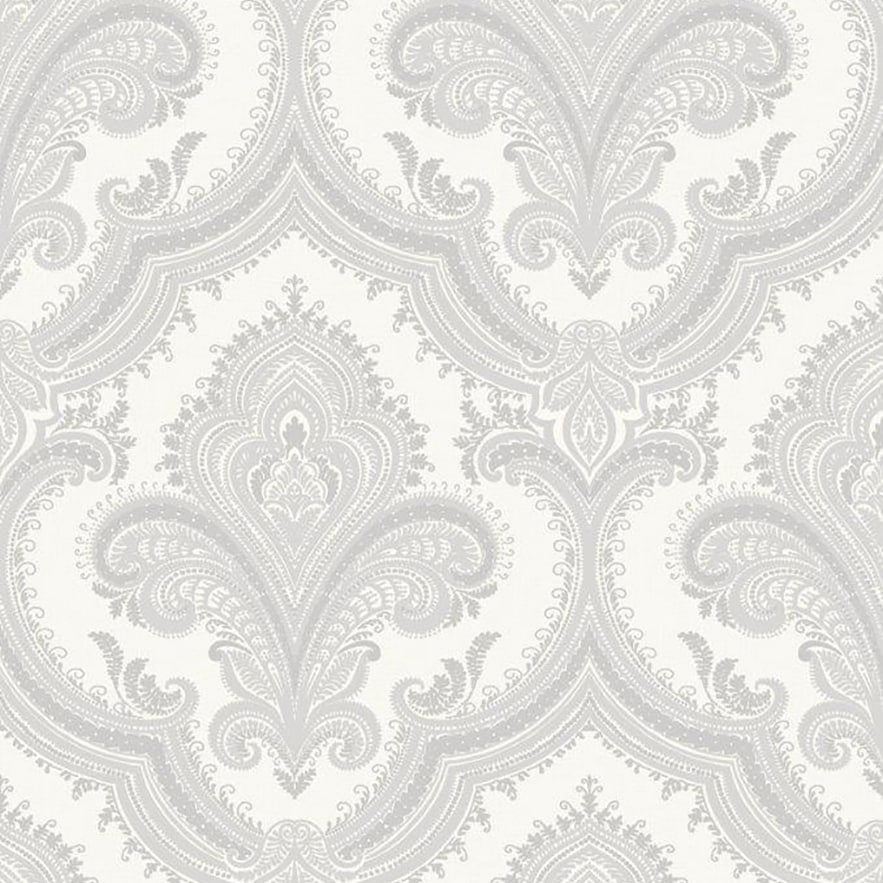 Veer Decor Traditional Damask Silver Wallpaper