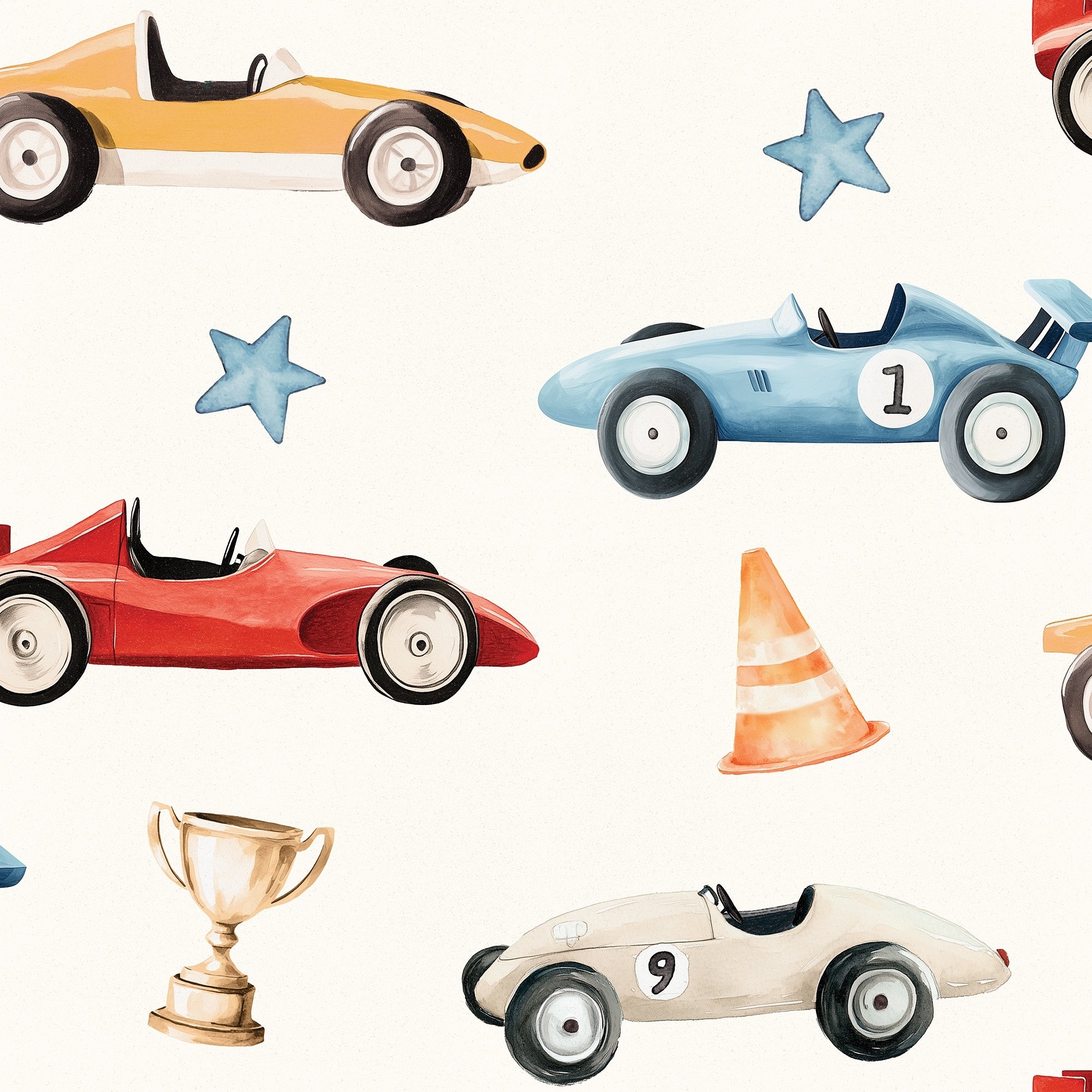 Veer Decor Vintage Race Cars Peel And Stick Wallpaper