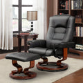 Vegan Leather Swivel Recliner Chair With Ottoman Optional Heat Massage
