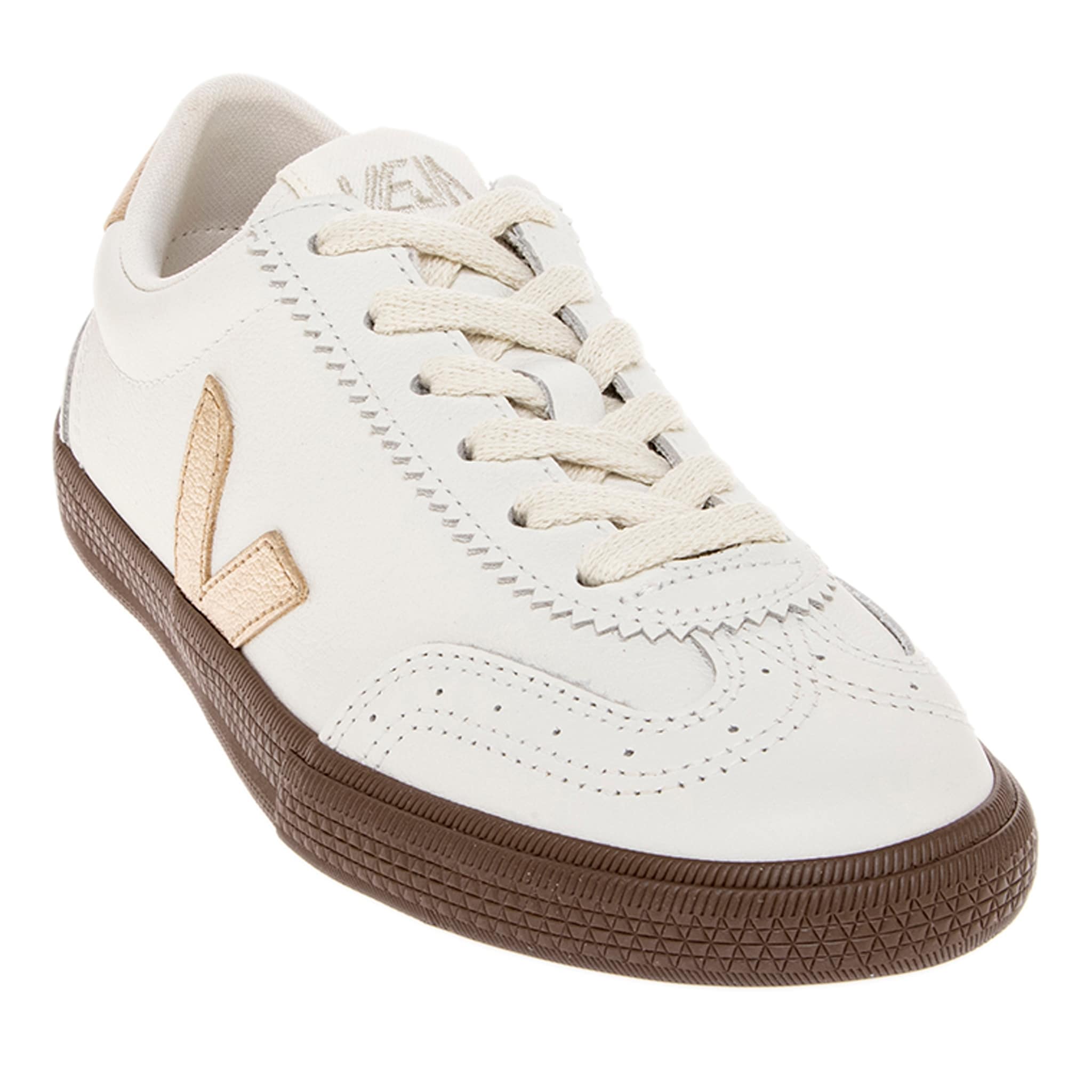 Veja Womens Volley Sneakers In White Platine And Bark