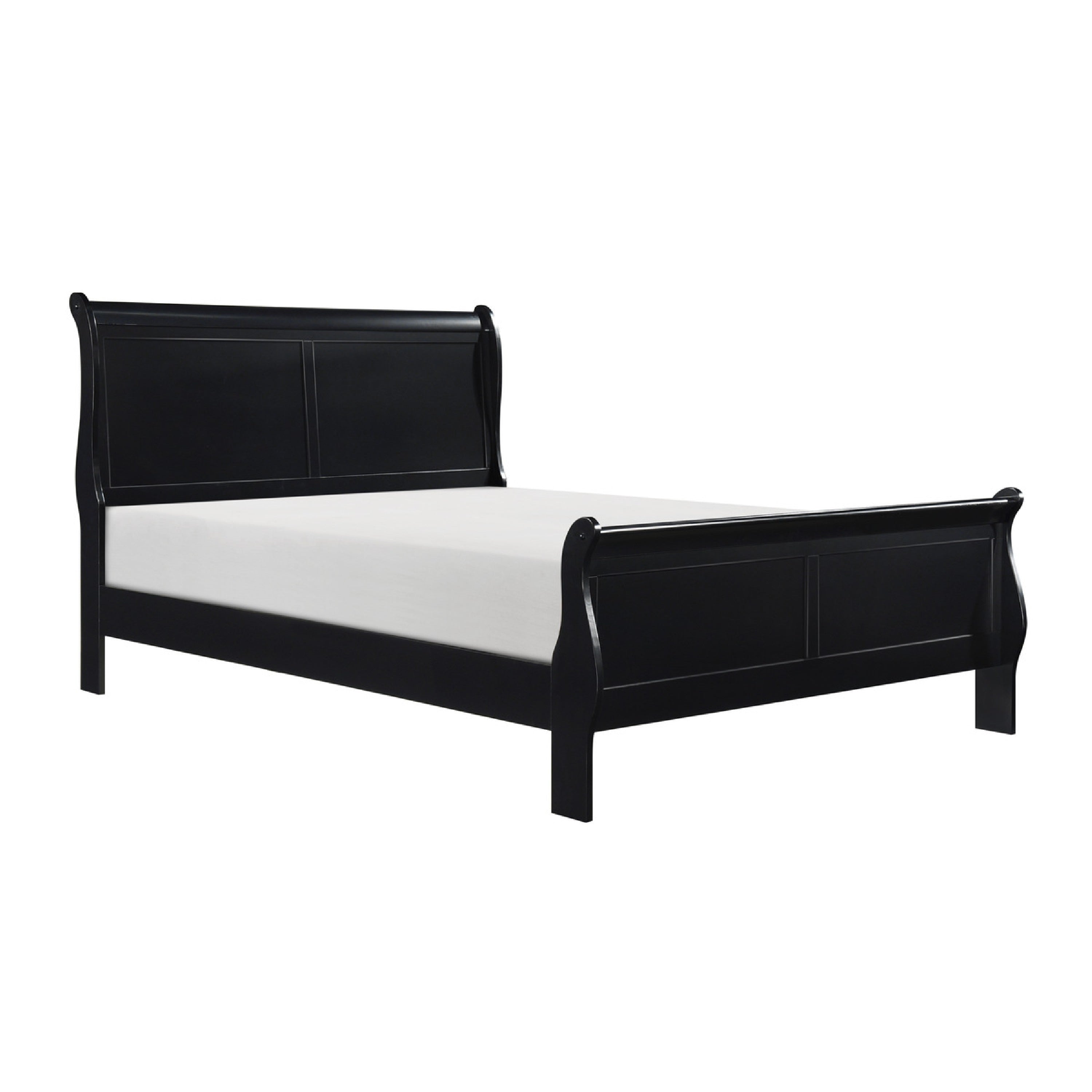 Vele Full Size Sleigh Bed Louis Philippe Style Burnished Black