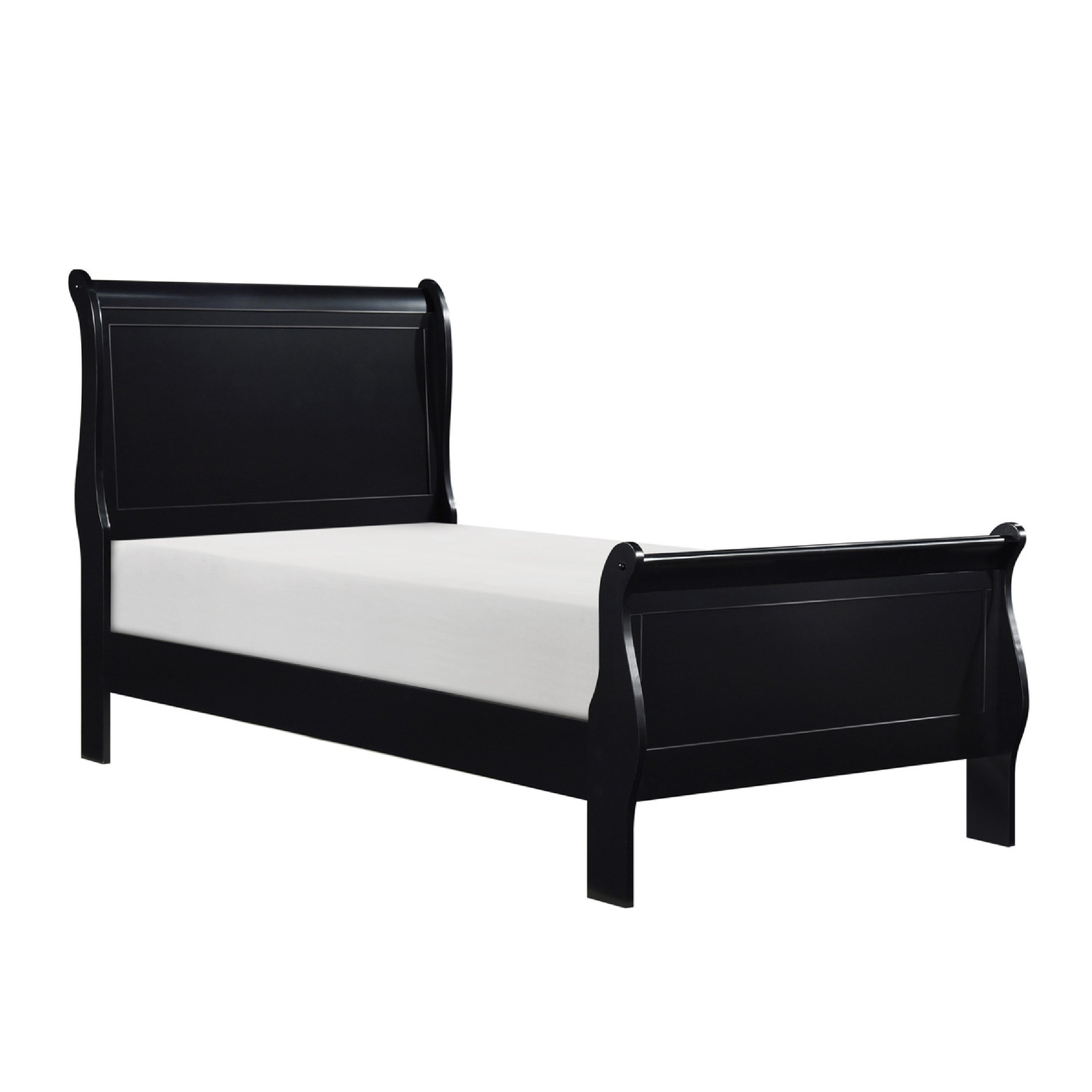Vele Twin Size Sleigh Bed Louis Philippe Style Burnished Black