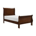 Vele Twin Size Sleigh Bed Louis Philippe Style Cherry Brown Finish