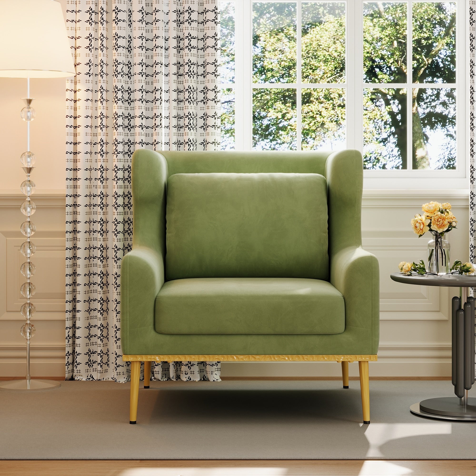 Velvet Accent Chair Reading Chair Sofa Chair With Iron Legs Green Arm Chair Leisure Chair Padded Chair Vanity Chair