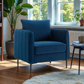 Velvet Accent Chair For Living Room Mid Century Modern Single Sofa Chair With Pillow And Metal Legs