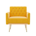 Velvet Armchair Single Sofa Chair With Metal Legs Orange Yellow Reading Chair Side Chair Dining Chair Lobby Chair