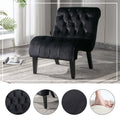 Velvet Armless Accent Leisure Chair Upholstered Fabric Button Comfortable Chair With Wooden Legs For Bedroom