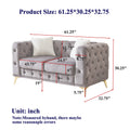 Velvet Chesterfield Loveseat Sofa Tufted Button Upholstered 2 Seater Sofa Lounge Sofa Chair With 2 Pillows Metal Legs