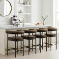 Velvet Counter Height Bar Stools With Arms Curved Back Metal Frame Set Of 4