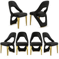 Velvet Dining Chairs With Open Back And Polished Metal Legs